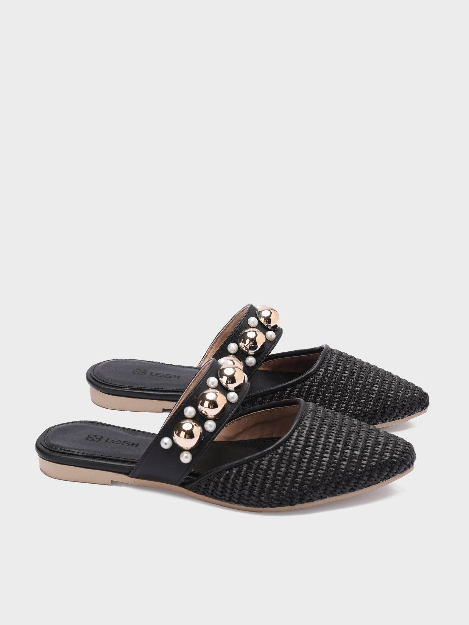 Studs & Pearls Pointed-Toe Mules - Lesh