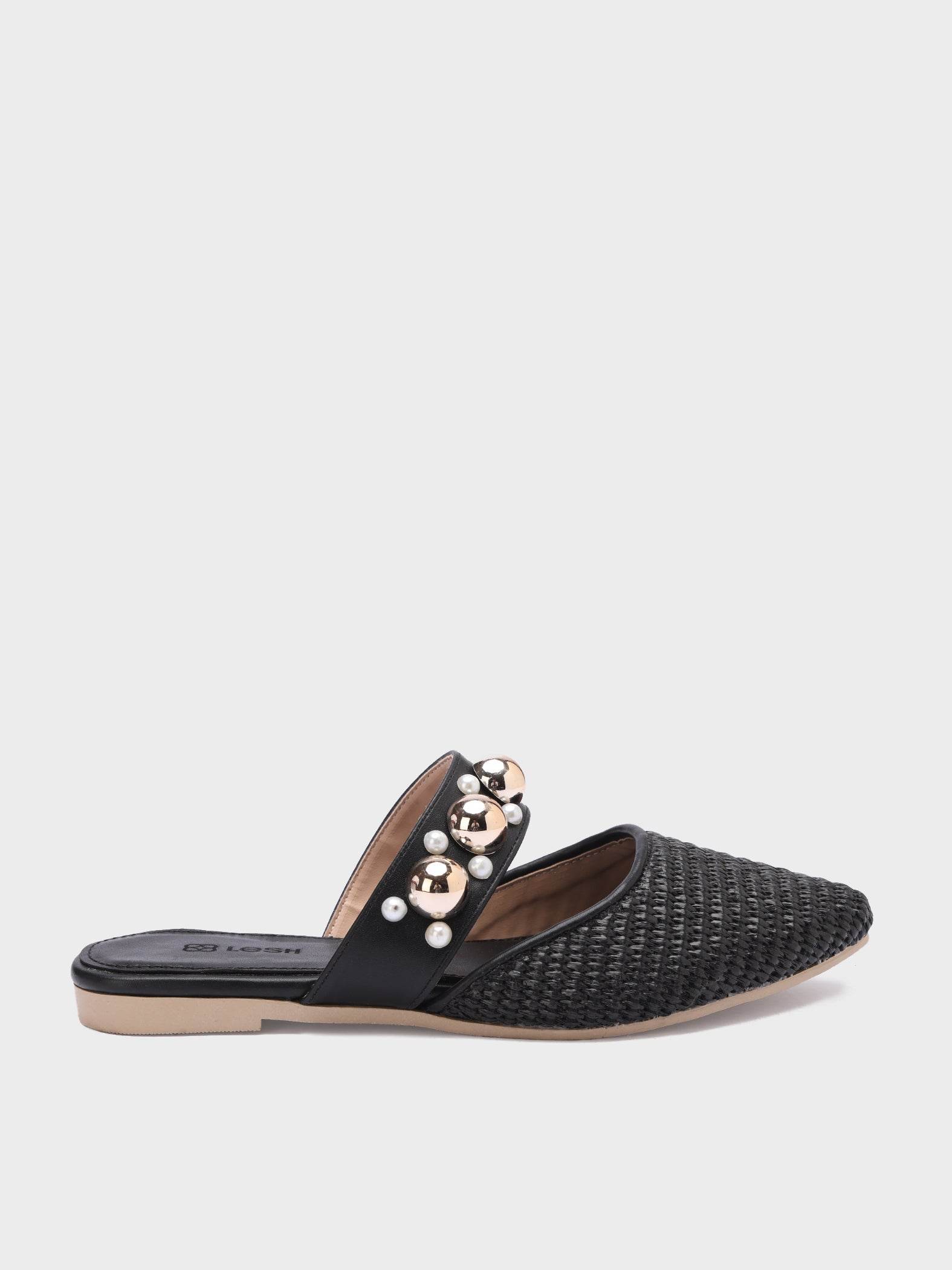 Studs & Pearls Pointed-Toe Mules - Lesh