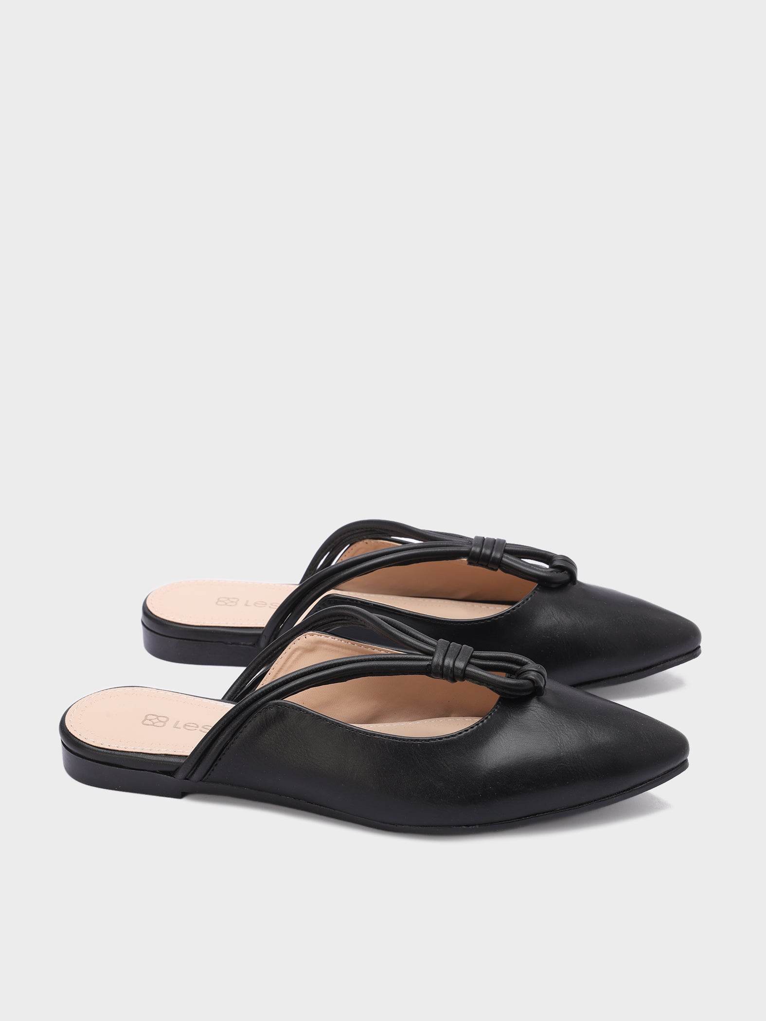 Looped-Strap Metallic Pointed-Toe Mules - Lesh