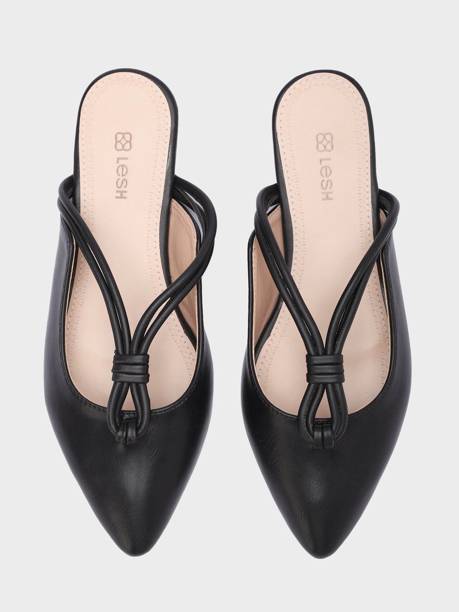 Looped-Strap Metallic Pointed-Toe Mules - Lesh