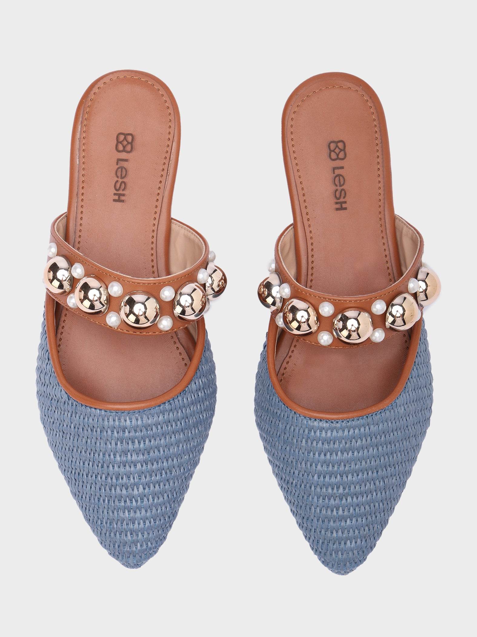 Studs & Pearls Pointed-Toe Mules - Lesh