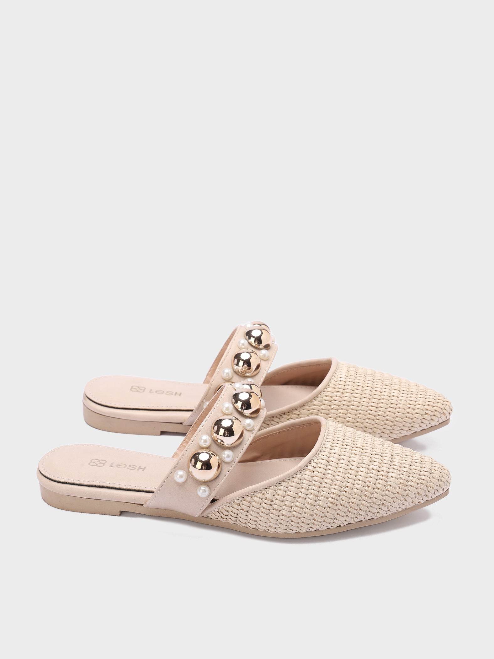 Studs & Pearls Pointed-Toe Mules - Lesh