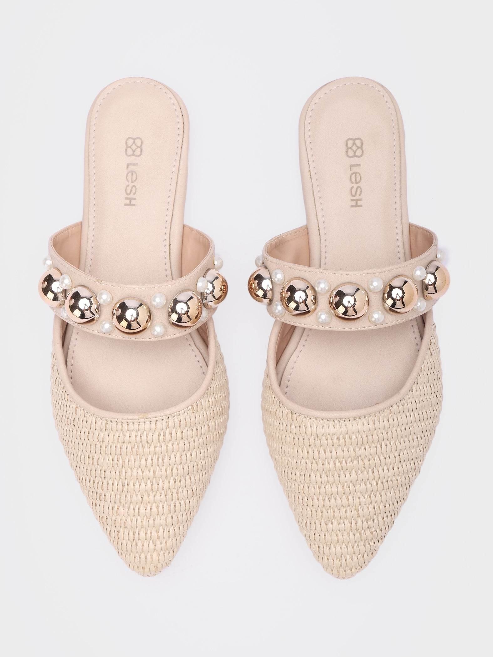 Studs & Pearls Pointed-Toe Mules - Lesh