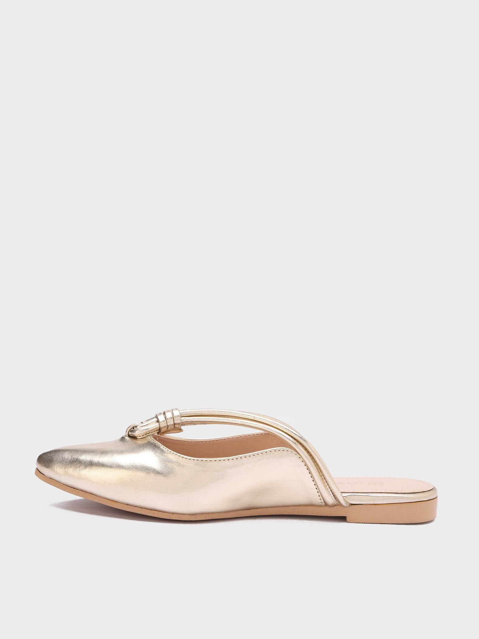 Looped-Strap Metallic Pointed-Toe Mules - Lesh