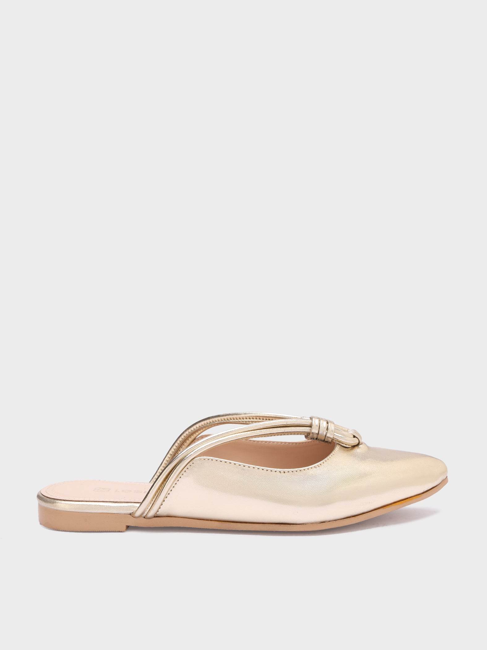Looped-Strap Metallic Pointed-Toe Mules - Lesh