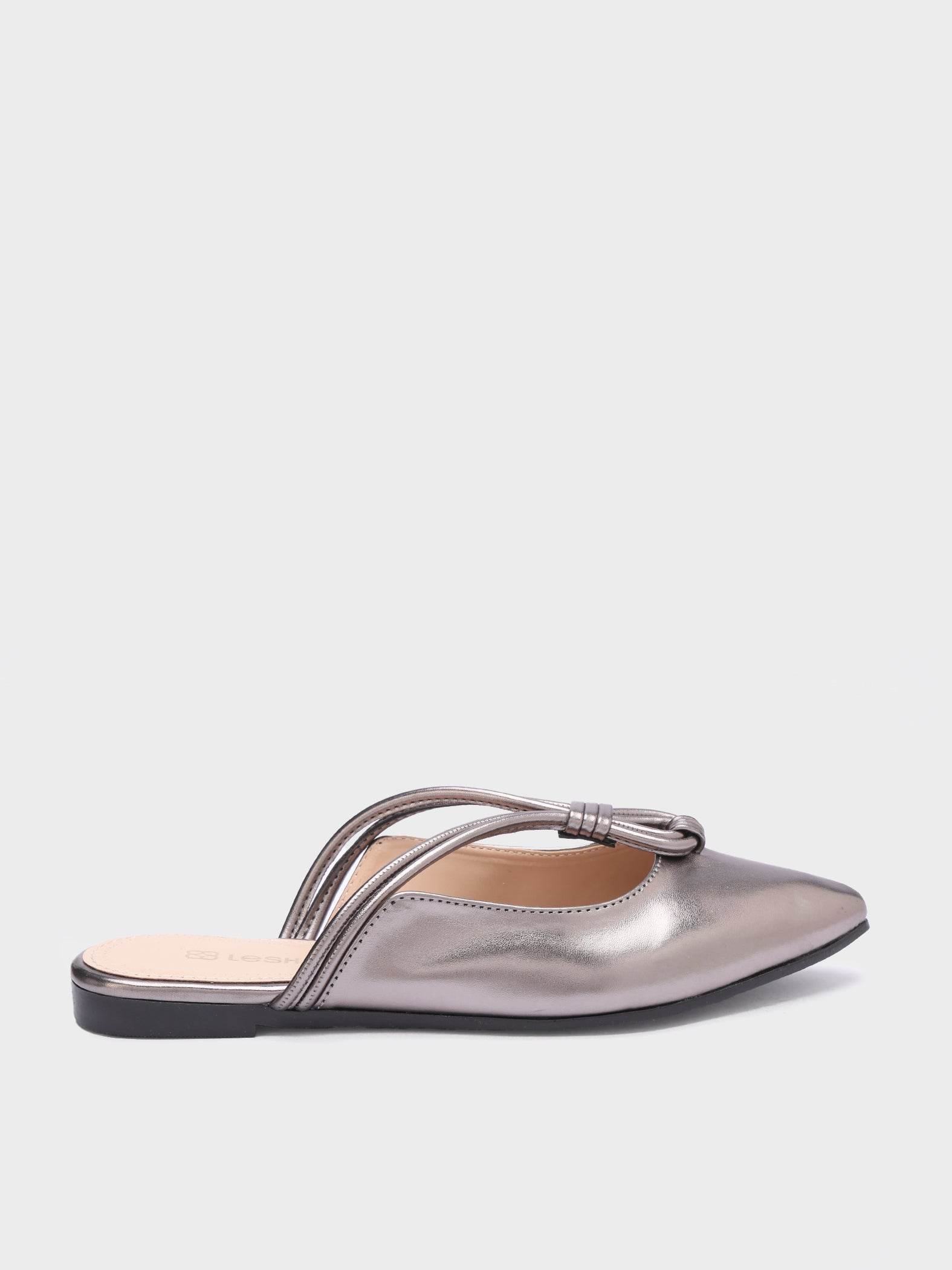 Looped-Strap Metallic Pointed-Toe Mules - Lesh