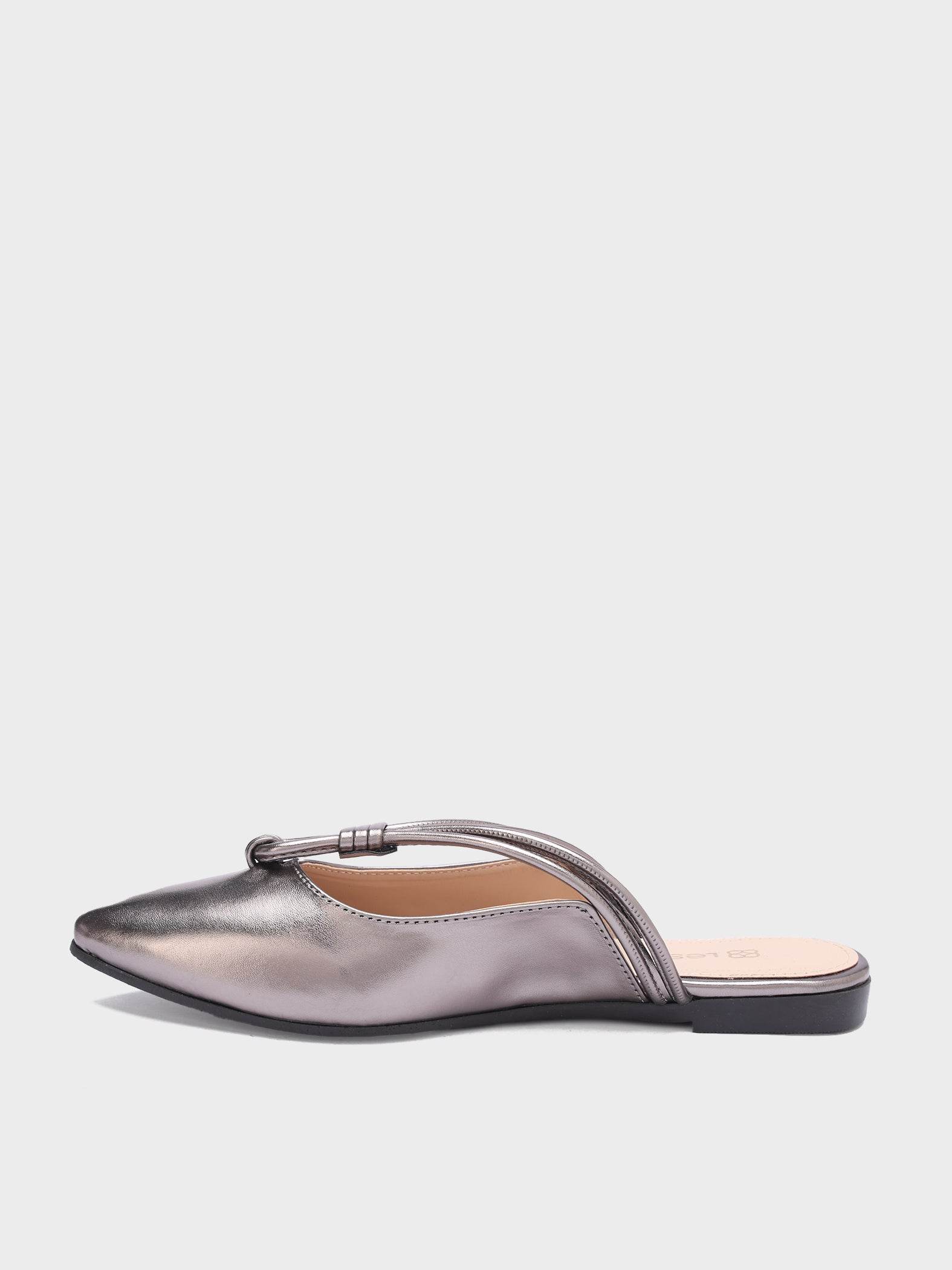 Looped-Strap Metallic Pointed-Toe Mules - Lesh