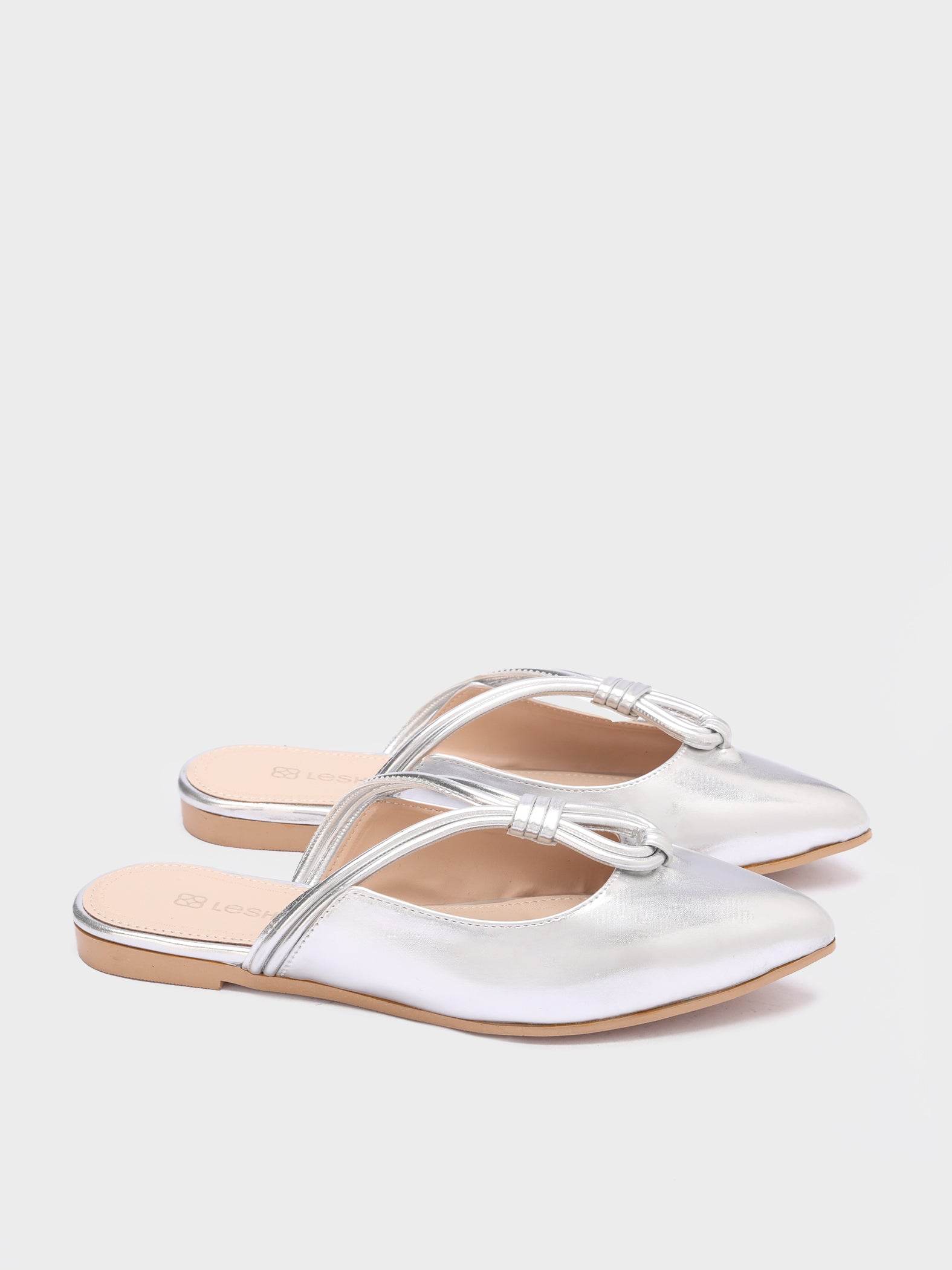 Looped-Strap Metallic Pointed-Toe Mules - Lesh