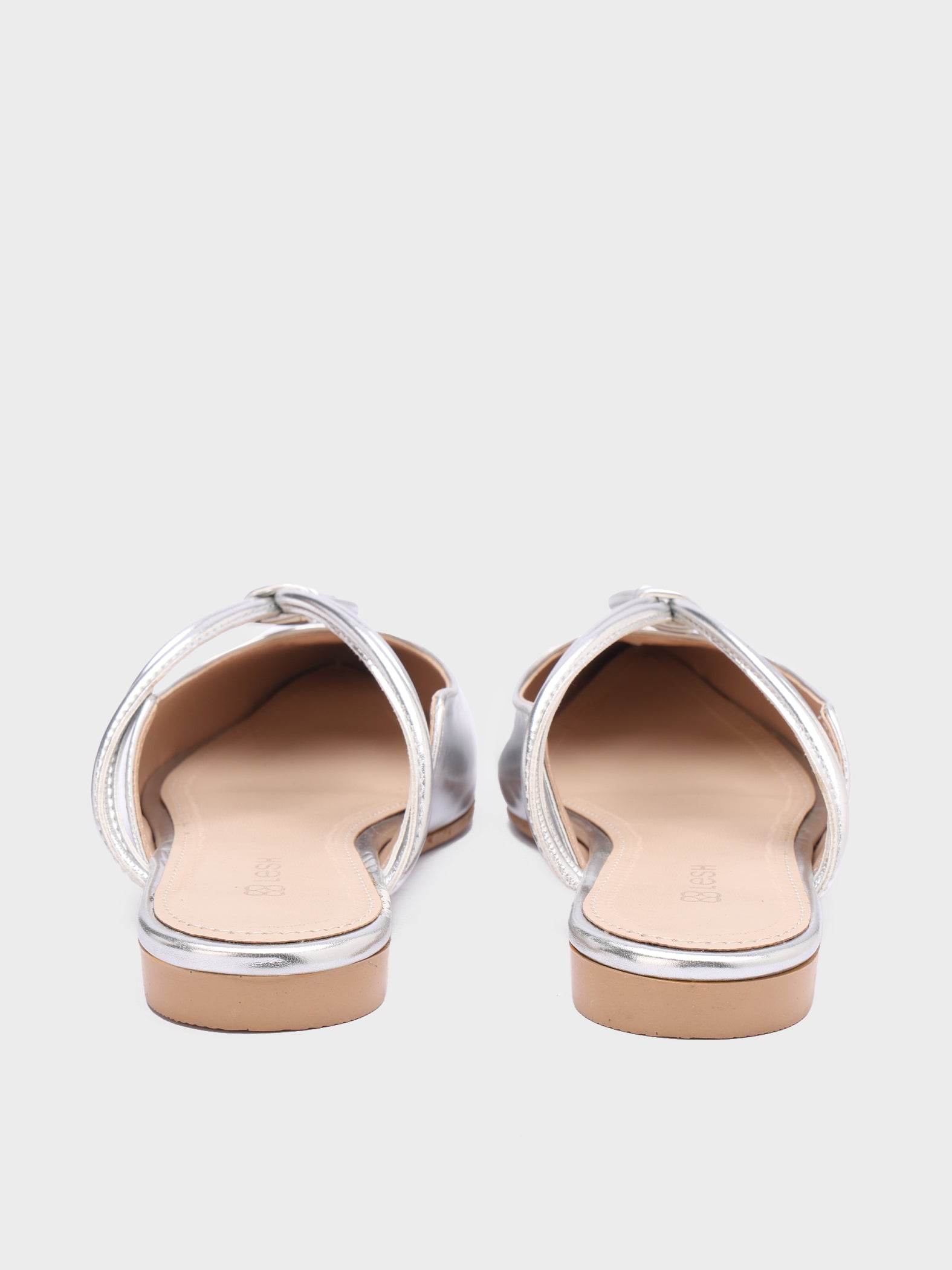 Looped-Strap Metallic Pointed-Toe Mules - Lesh