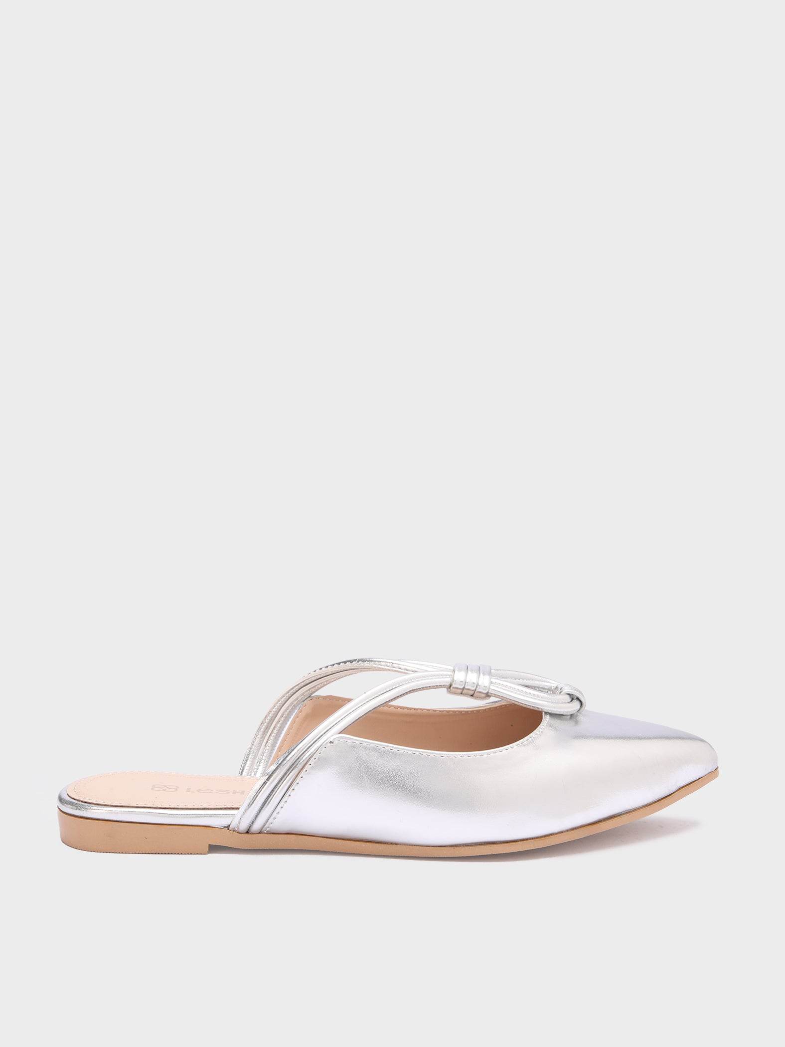 Looped-Strap Metallic Pointed-Toe Mules - Lesh