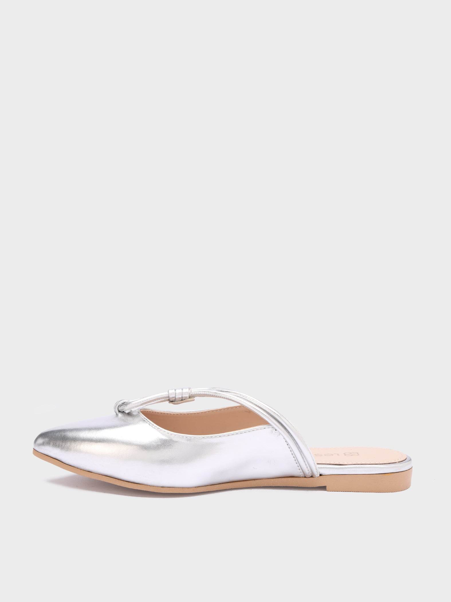 Looped-Strap Metallic Pointed-Toe Mules - Lesh