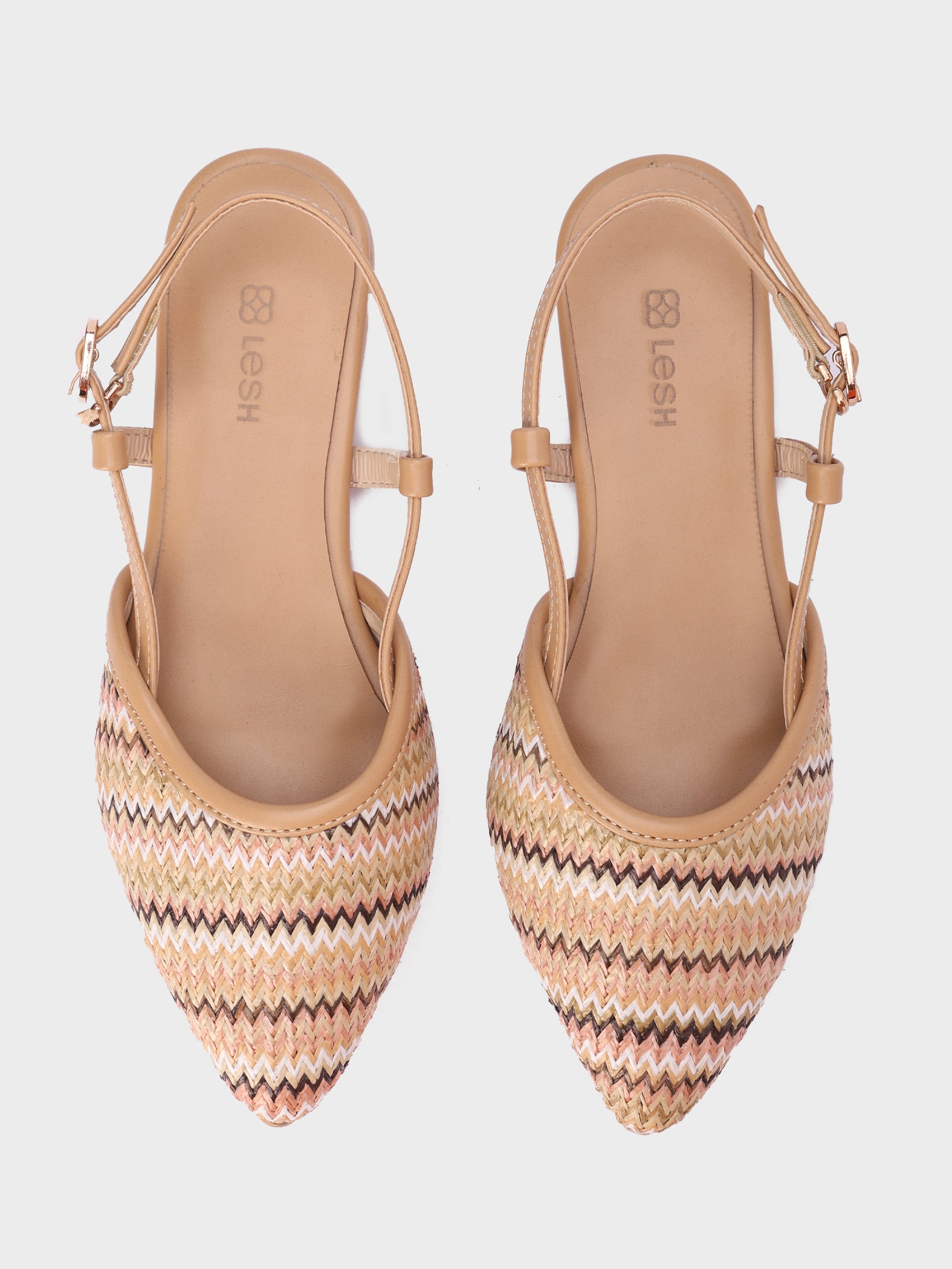 Woven Pointed-Toe Slingbacks