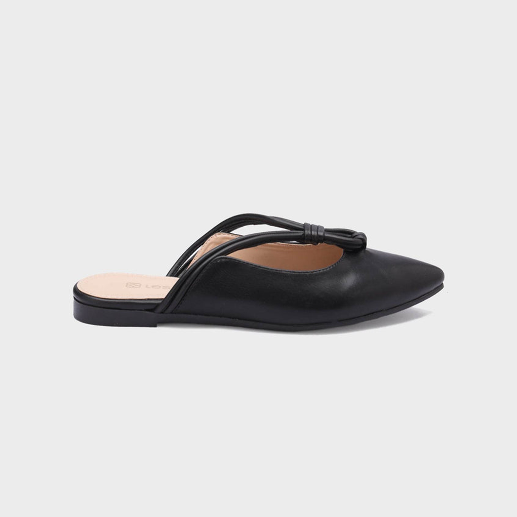 Looped-Strap Metallic Pointed-Toe Mules